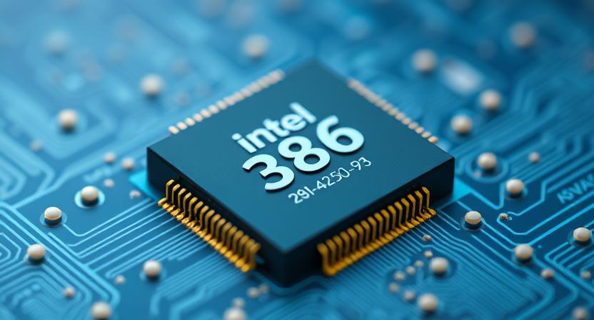 AI representation of Intel's 386 CPU
